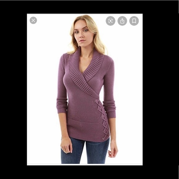 purple wrap sweater